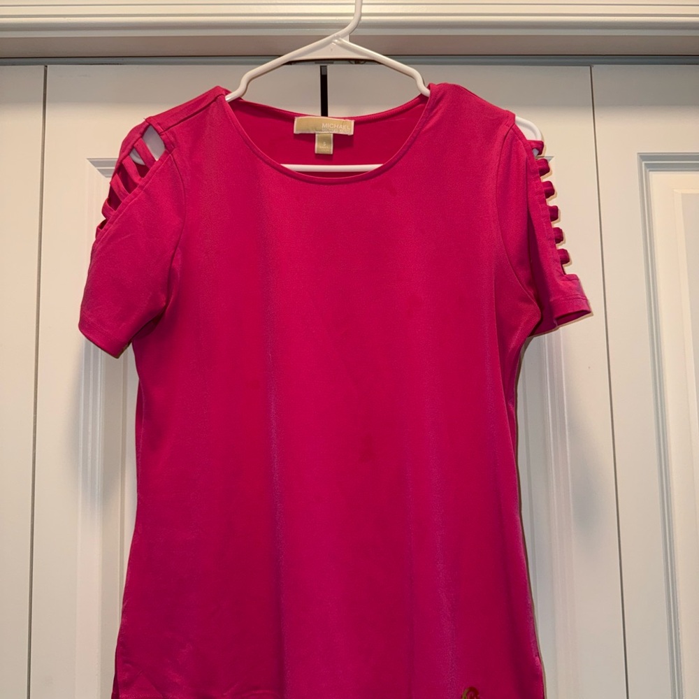 Michael Kors Pink Cut-Out Short Sleeve T-Shirt